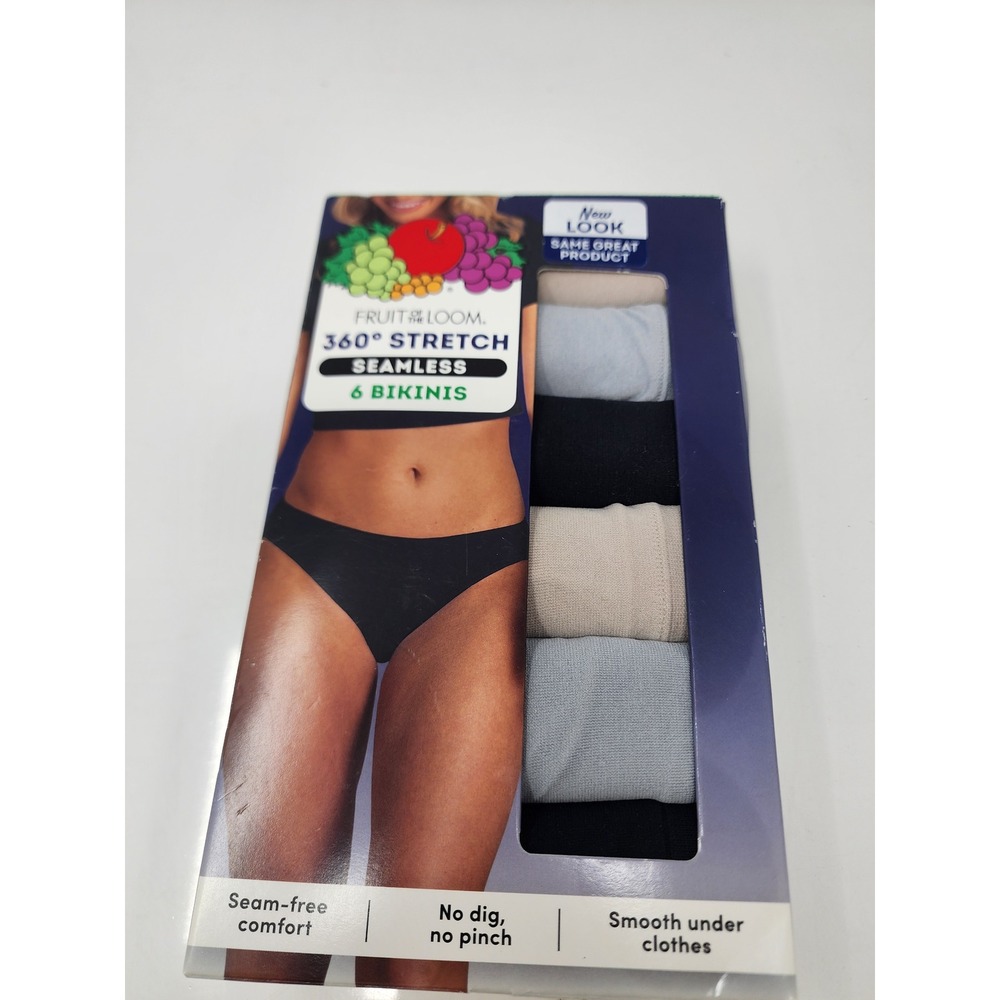 Fruit of the Loom Womens Seamless Bikini Underwear Multicolor Nylon Blend Size L